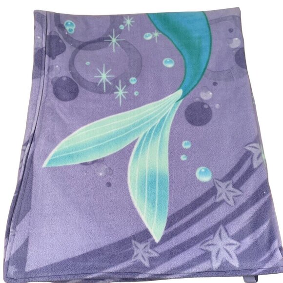 Disney Little Mermaid Ariel Fleece Blanket Zip Up Sleeping Bag 58” X 24” Purple - Picture 2 of 11
